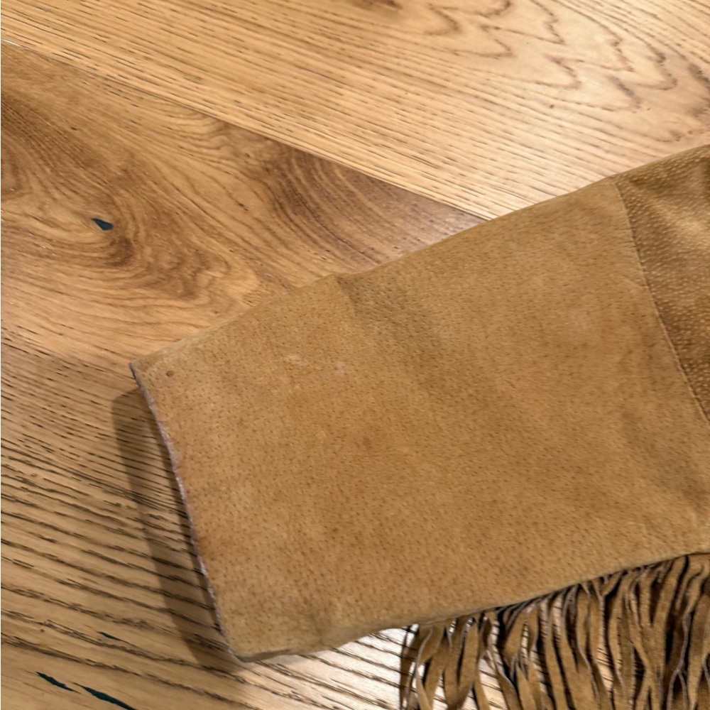 Tan Fringe Suede Jacket - Picture 2 of 11